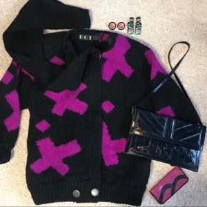 Vintage P.G.E. Wool Mohair Sweater Clutch Earrings